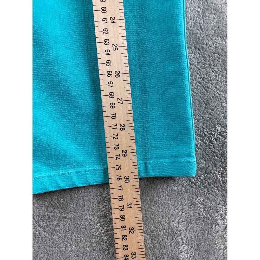 Lark Lane Petite Turquoise Blue Pull On Cropped Pants 14P Ribbed Waist Stretch - Picture 7 of 12